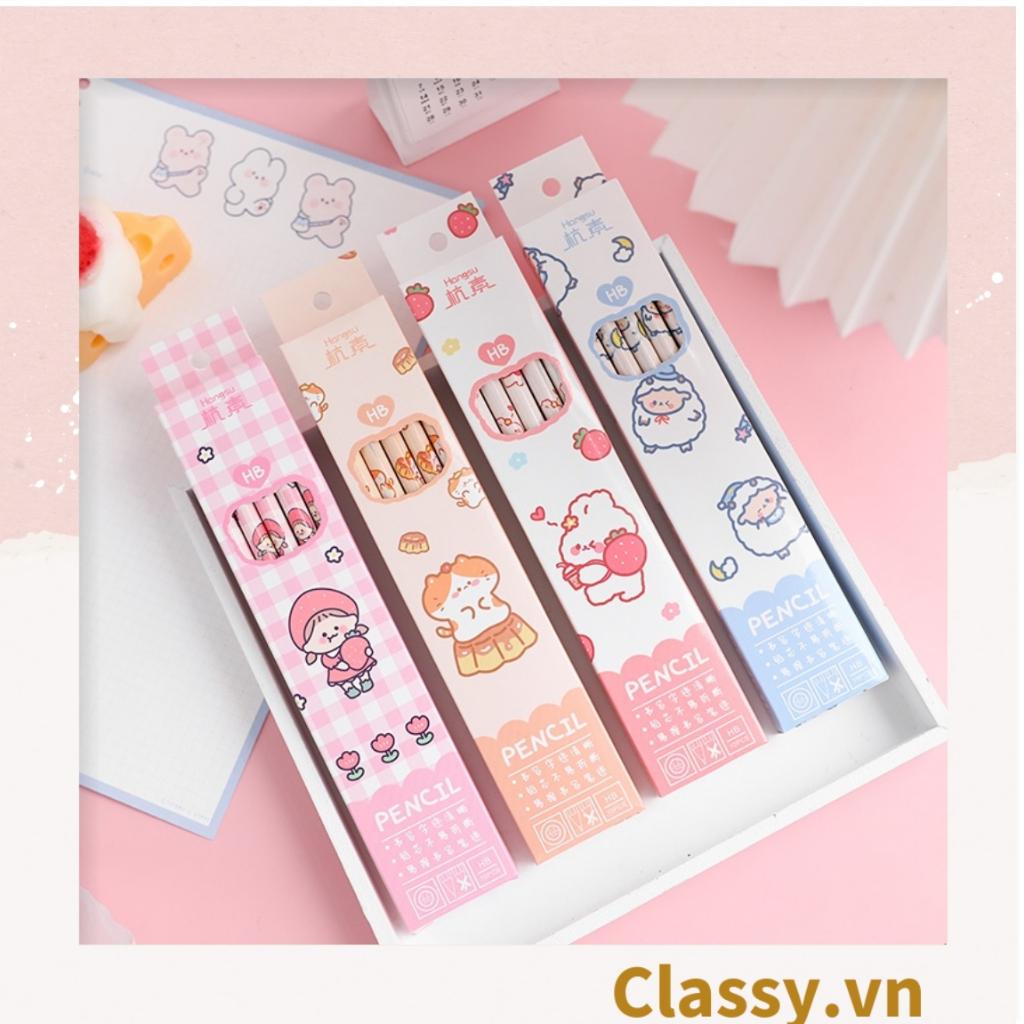 Bộ 06 bút chì HB Classy nhiều màu tùy chọn cho học sinh/sinh viên; dùng viết lên sổ lưu bút, quà tặng, thiệp PK724