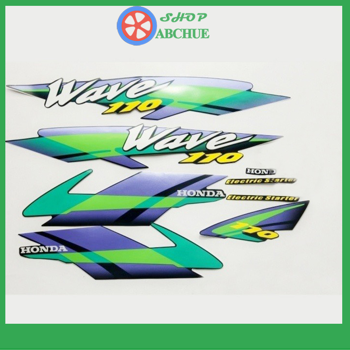 Tem dán xe cho wave Alpha mẫu nhỏ đời 2002, 3 lớp màu Xanh Thái