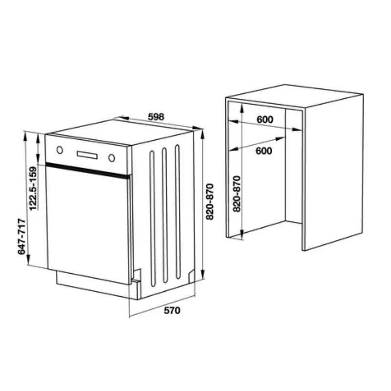 Máy Rửa Chén Âm Bán Phần HAFELE HDW-HI60B 533.23.210 - Sức chứa 15 bộ đồ ăn - Hàng Chính Hãng