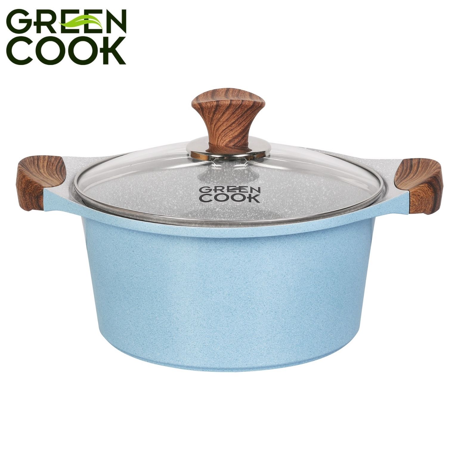 Nồi đúc bếp từ men đá chống dính xanh sapphire Green Cook GCS09-IH công nghệ Hàn Quốc - Hàng chính hãng