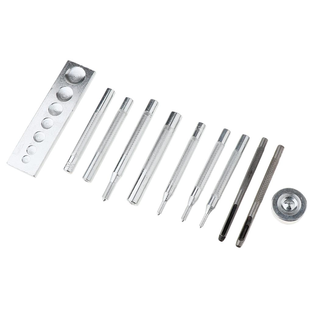 Die Punch Hole Snap Rivet Button Base Kit for DIY Leather Craft Tool 11Pcs