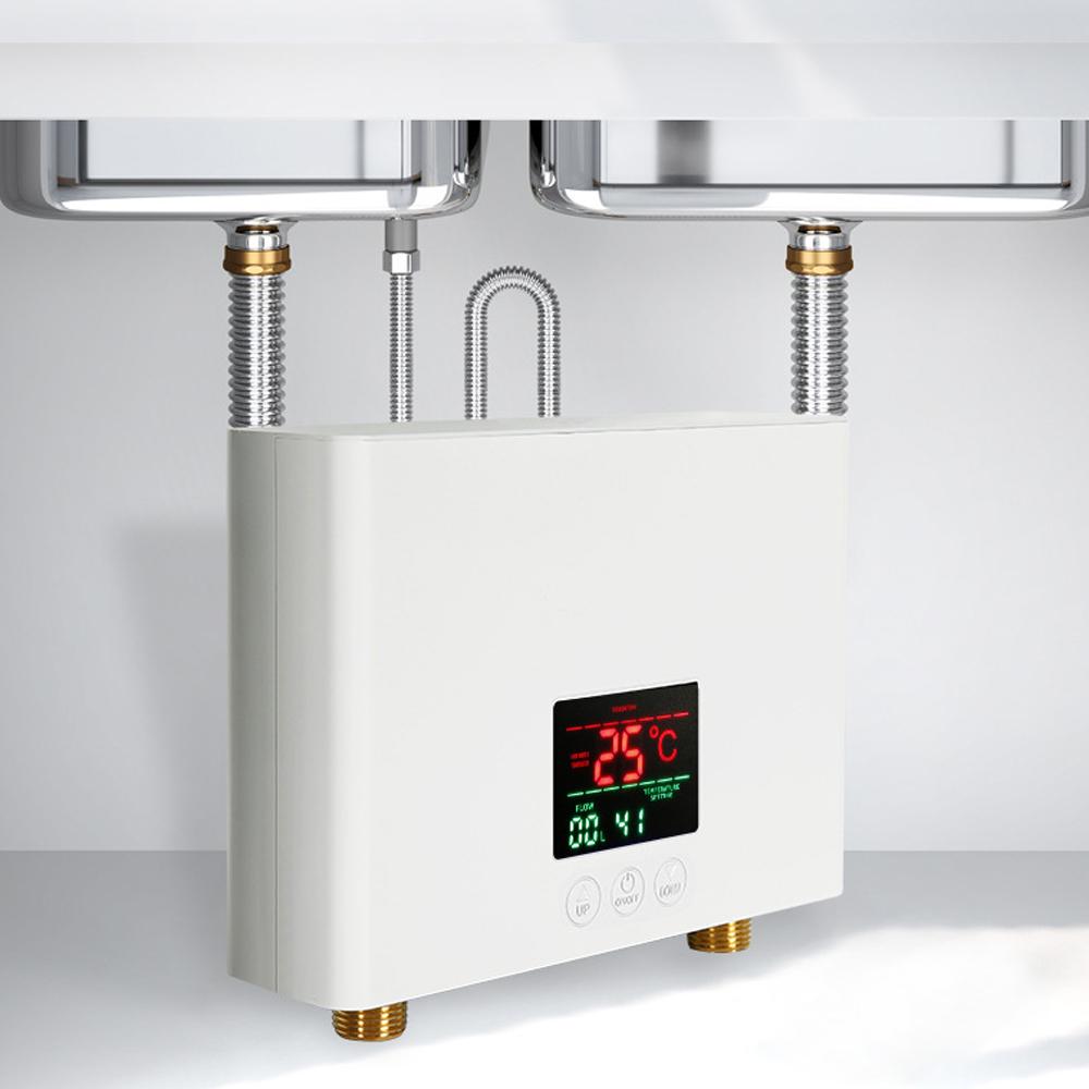 Instant Water Heater 3KW Mini Electric Tankless Water Heater Wall-Mounted with LED Display 3-Level Temperature Adjustment Remote Control for Home Kitchen Bathroom