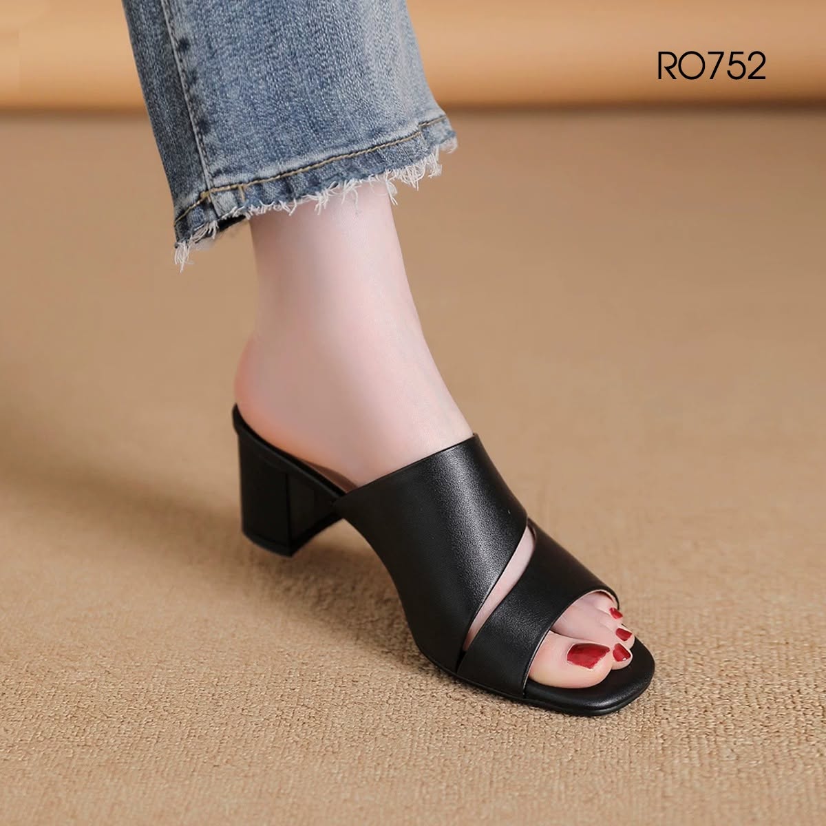 Dép cao gót nữ quai ngang ROSATA RO752 - 5p - Đen, Trắng -BKSTORE- HÀNG VIỆT NAM