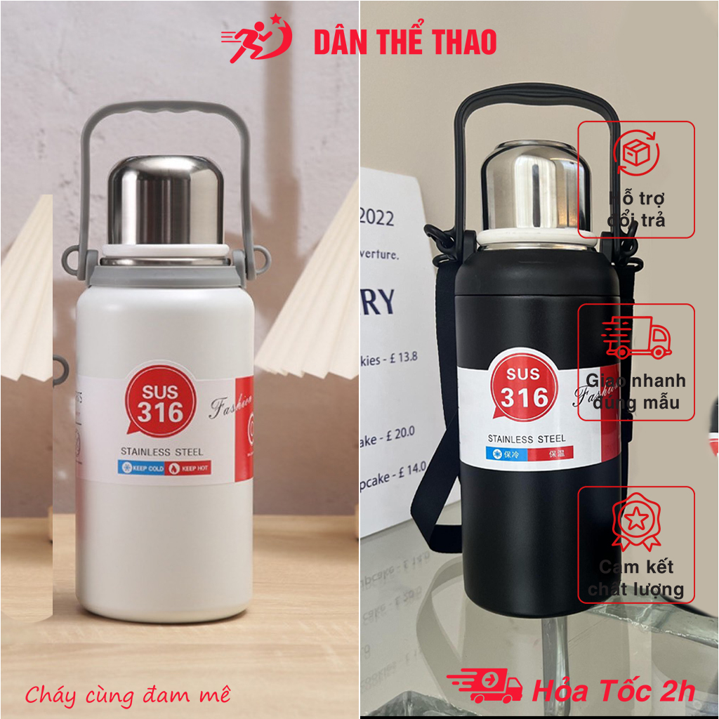Bình giữ nhiệt inox 316 có quai xách dễ mang theo khi đi xe đạp, du lịch - Cốc giữ nhiệt đảm bảo tiêu chuẩn an toàn cho người sử dụng