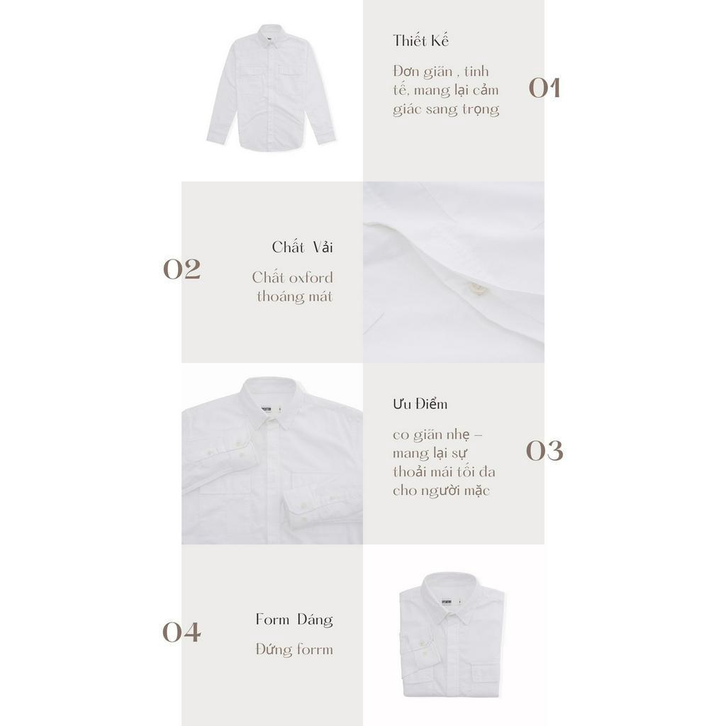 Áo Sơ Mi Nam Dài Tay Trơn BY COTTON Pocket White Shirt 2.0
