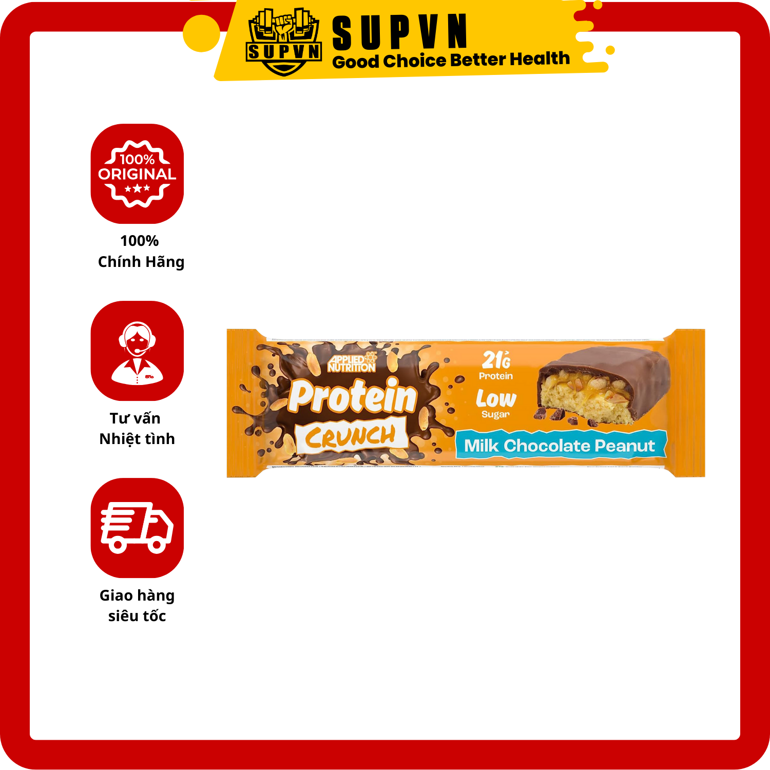 Thanh Protein Crunch Bar 62G Applied Nutrition - Bữa Ăn Dinh Dưỡng Thông Minh Bổ Sung Protein