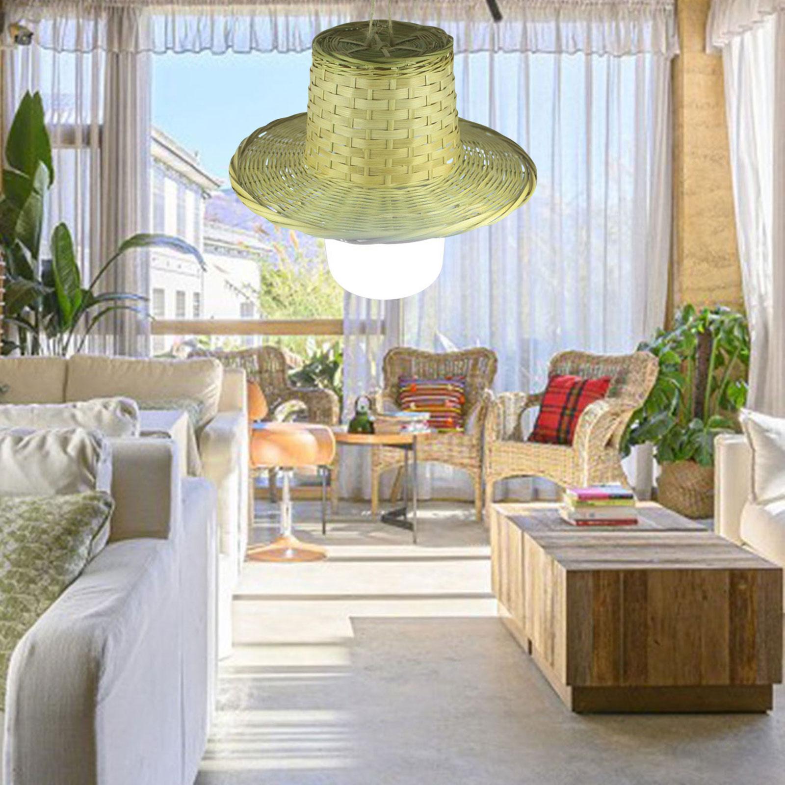 Pendant Lamp Shade Ceiling Pendant Fixture Handmade Weave Round Ceiling Light Cover ,Bamboo Woven Lampshade for Bedroom Restaurant ,Home