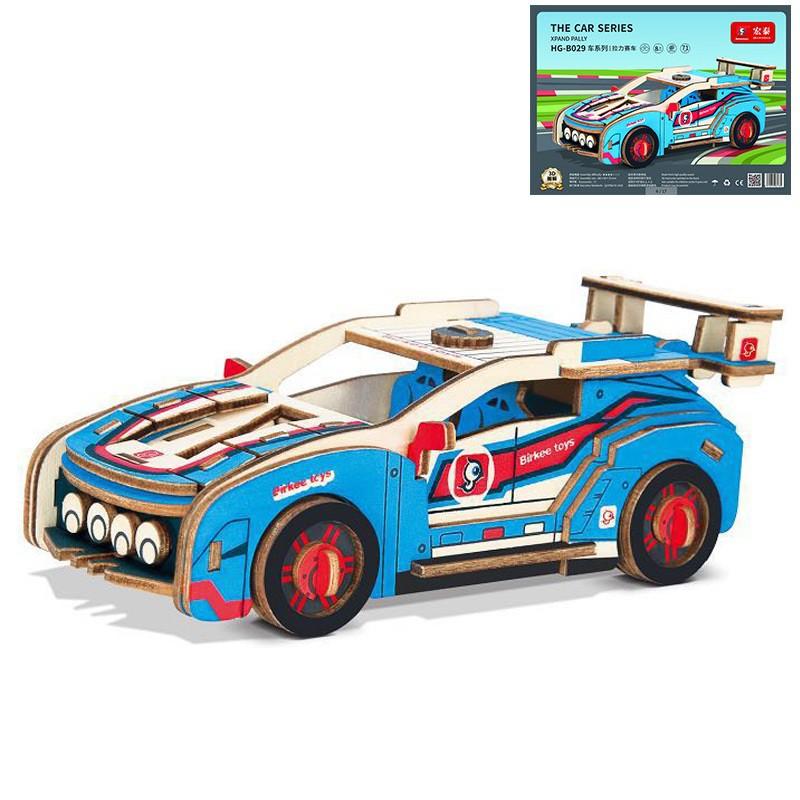 Đồ chơi gỗ lắp ghép 3D- mô hình Racing Car- cắt laser