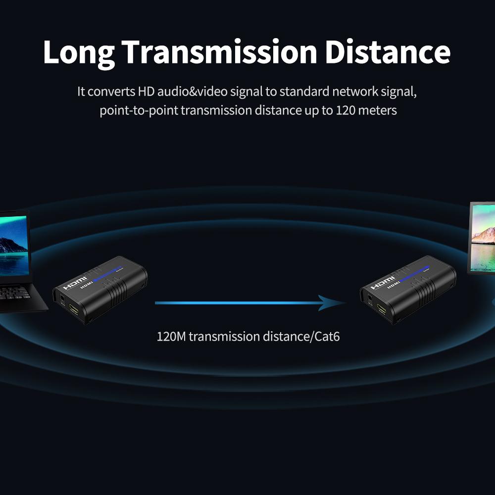 HD Extender Transmitter+Receiver Set Maximum Support 1080P@60Hz Resolution Up to 120 Meters Transmission Distance