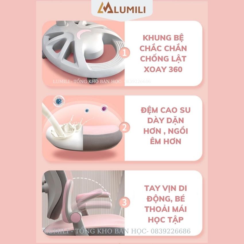 Ghế ngồi học chống gù kiểu mới cố định dáng ngồi khoa học hỗ trợ chống cận thị, có bánh xe xoay lưng ghế điều chỉnh