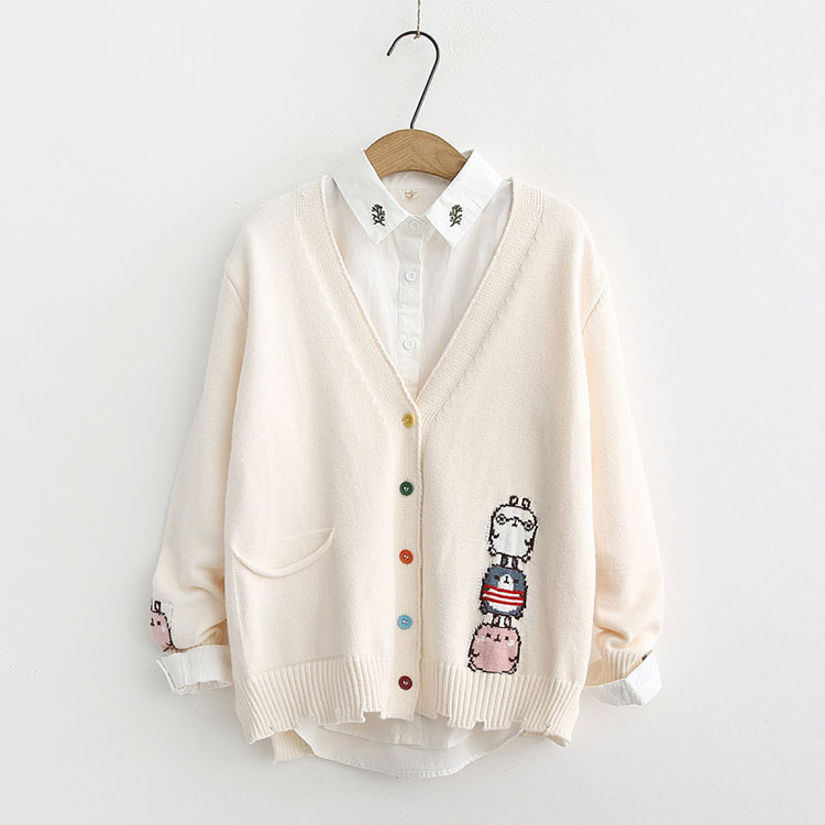 Áo Khoác Len Cardigan Họa Tiết Xinh 