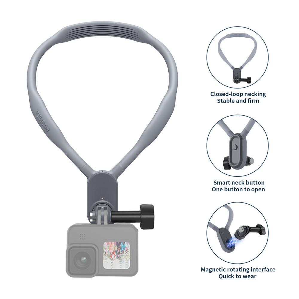 Đầu Cổ Silicone Giữ Ốp Cho GoPro Hero 11 10 9 8 7 6 5 Insta360 Osmo Hành Động Điện Thoại Thông Minh nam Châm Phụ Kiện