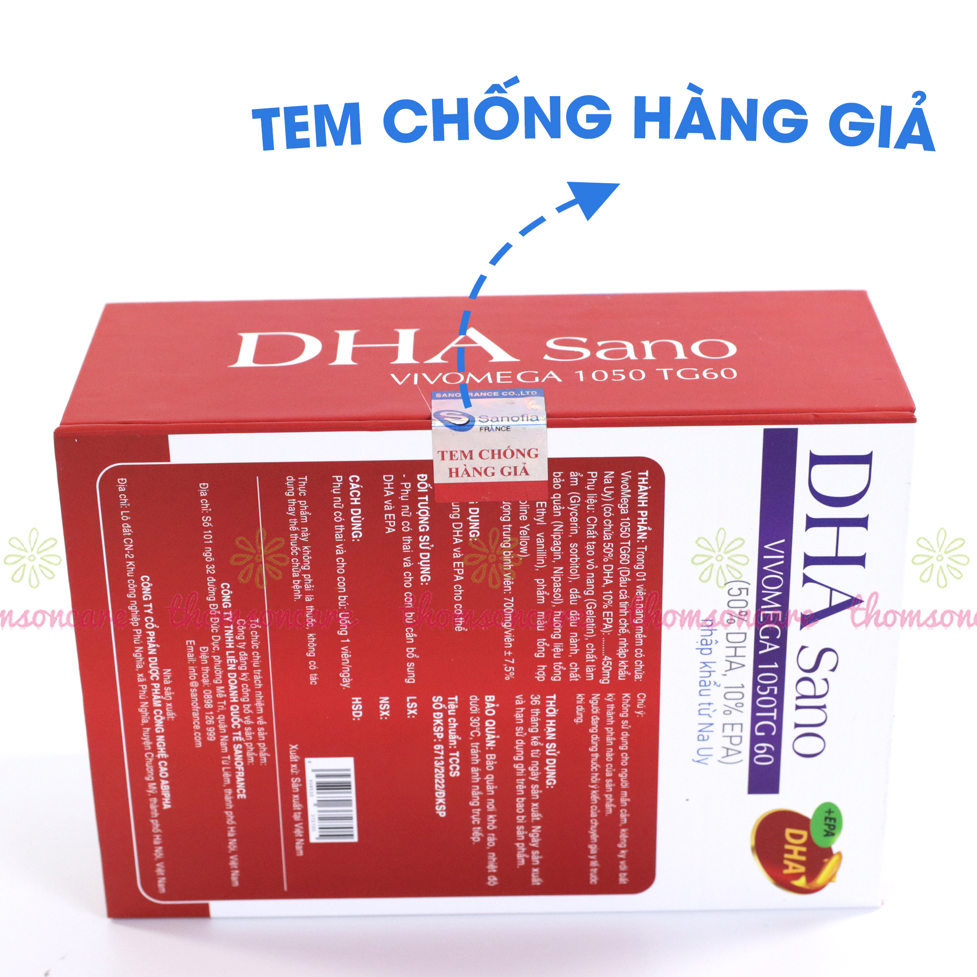 Viên uống DHA cho bà bầu DHA Sano Sanofia France-Bổ sung DHA và EPA giúp mẹ khỏe, thai nhi phát triển tốt - Hộp 30 viên