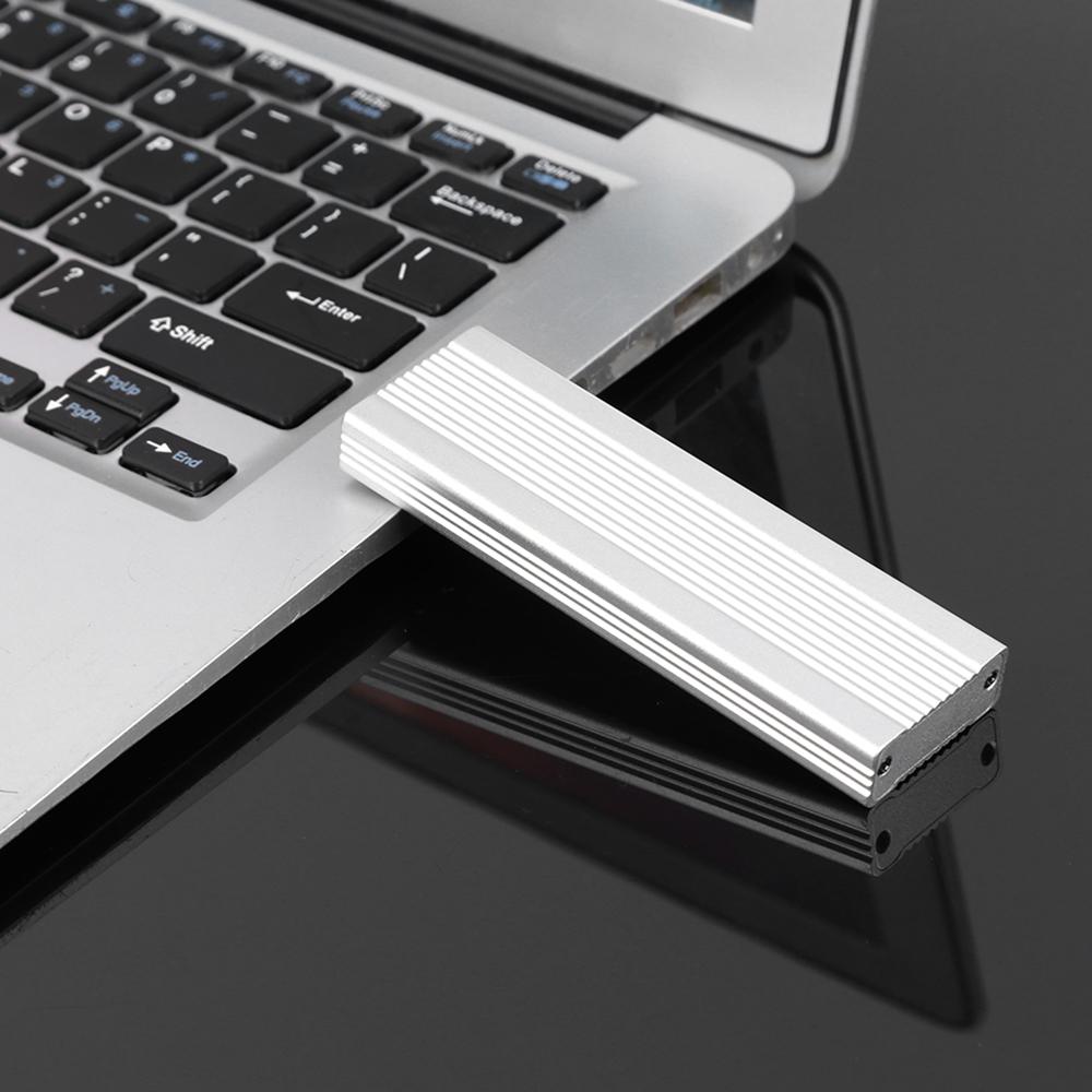 M.2 NVMe/SATA Dual Protocol Mobile Hard Disk Case USB3.1 Type-C External SSD Enclosure Aluminum Alloy Shell Silver