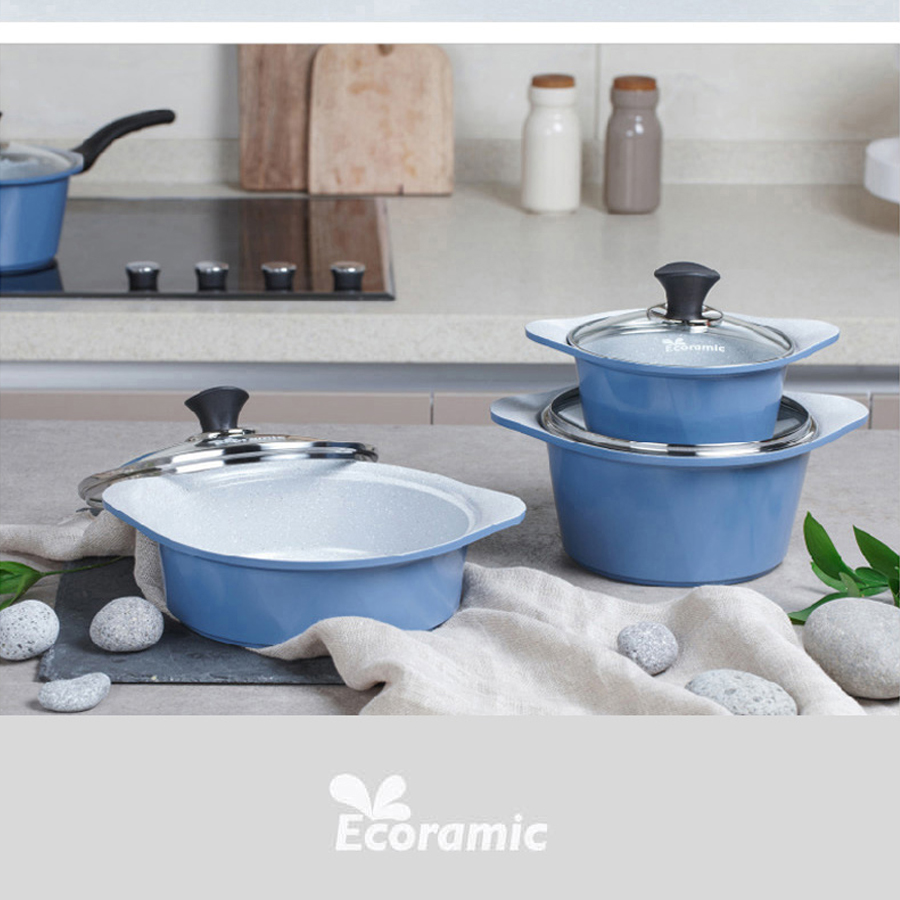 Nồi đá Ecoramic cao cấp phủ 5 lớp chống dính ceramic siêu bền – 24 cm- nấu được mọi loại bếp