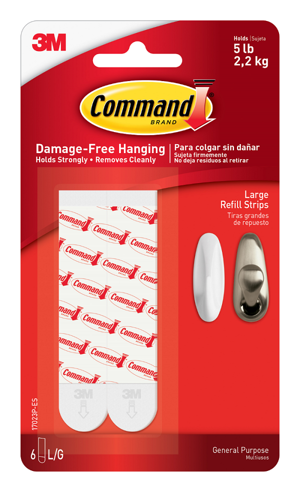 Bộ 6 Miếng keo dán thay thế Command 3M cỡ lớn chịu lực 2.2 kg - Dễ sử dụng, độ bền cao, bám cực chắc, tháo cực dễ 17023P