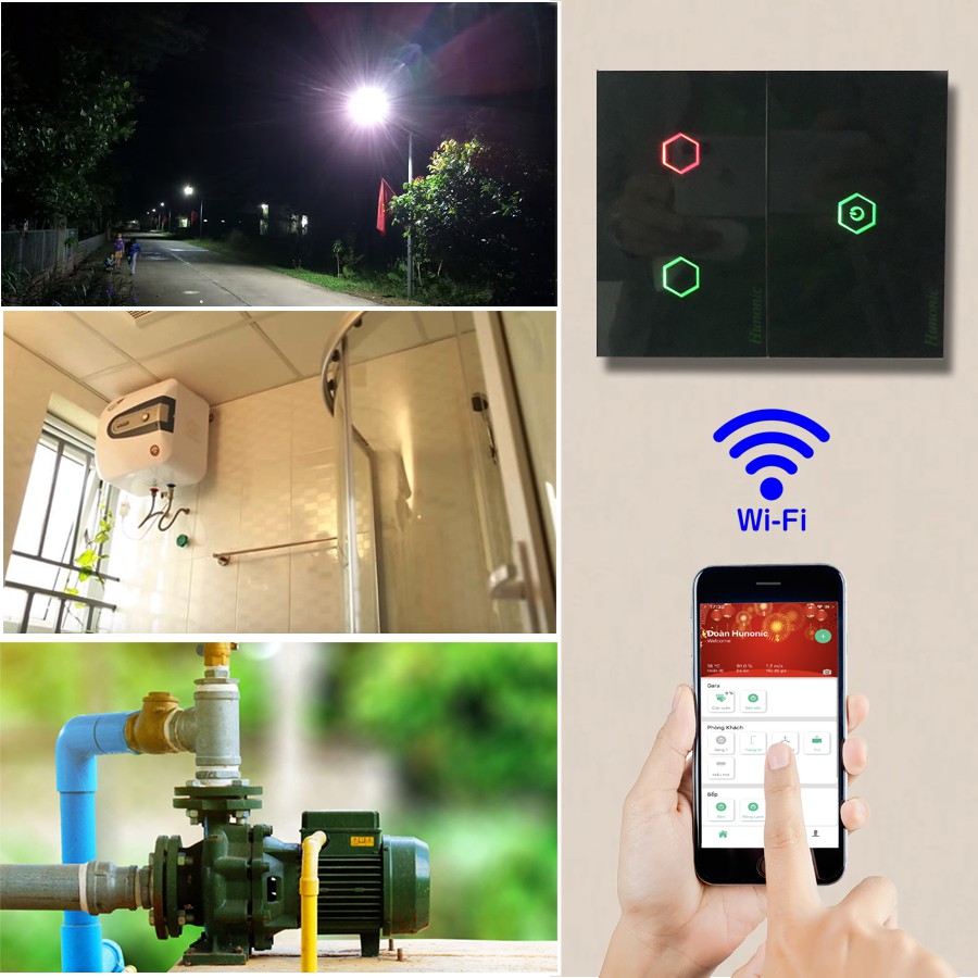 Công tắc thông minh Smart Home 1 nút dùng cho bình nước nóng, điều hoà . Công tắc cảm ứng WIFI kính cường lực hỗ trợ Google Assistant- Công tắc điện 2 màu đen trắng | Hàng Việt Nam Chất Lượng Cao