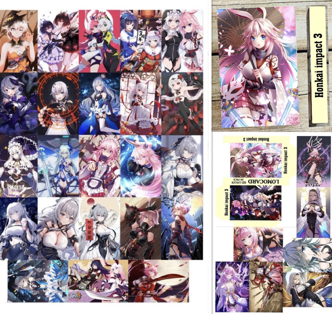 Hộp lomo 30 ảnh card Honkai impact 3 khác nhau/ ảnh thẻ card in hình Honkai impact 3