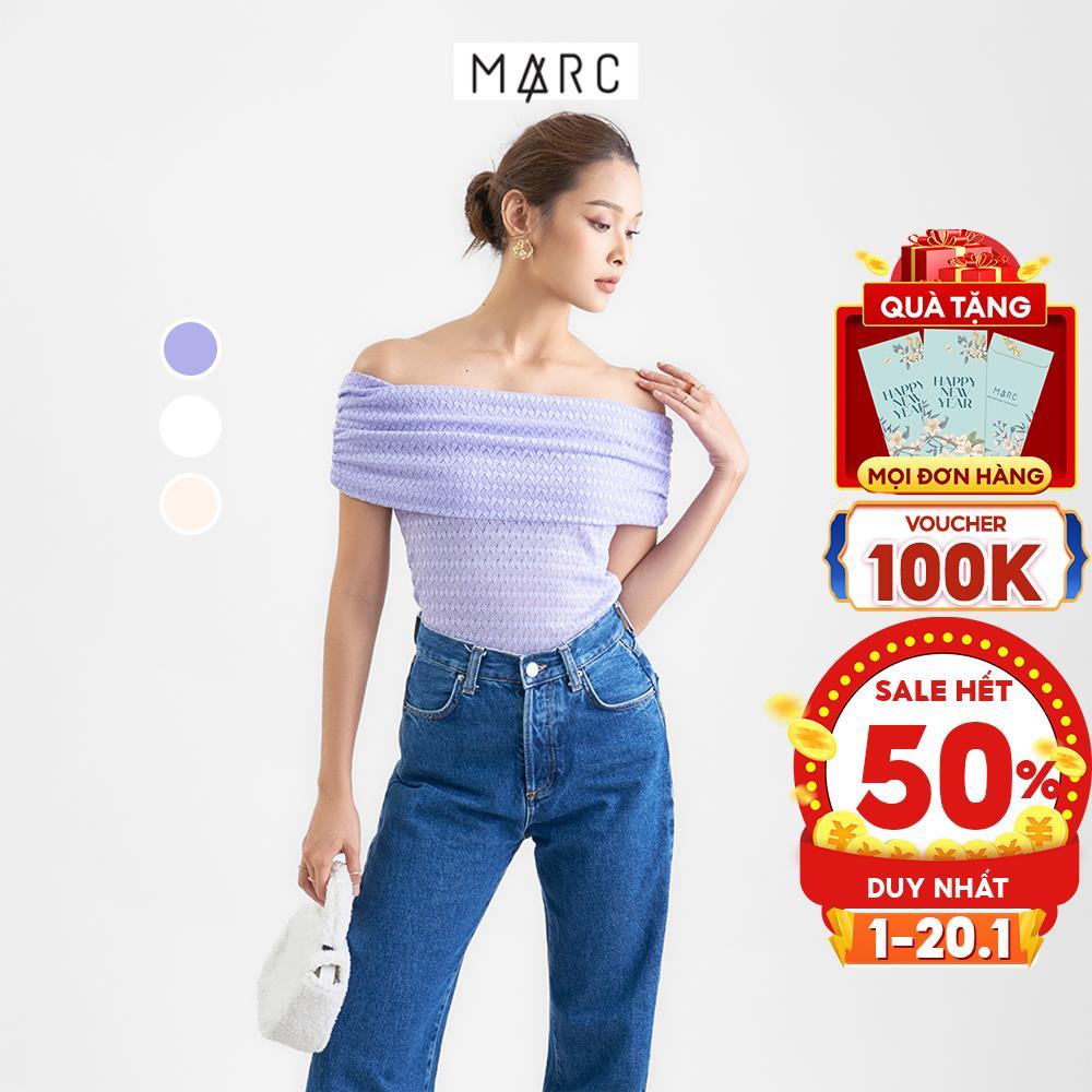 Áo kiểu nữ MARC FASHION form ôm bẹt vai nhún thun TRST111422