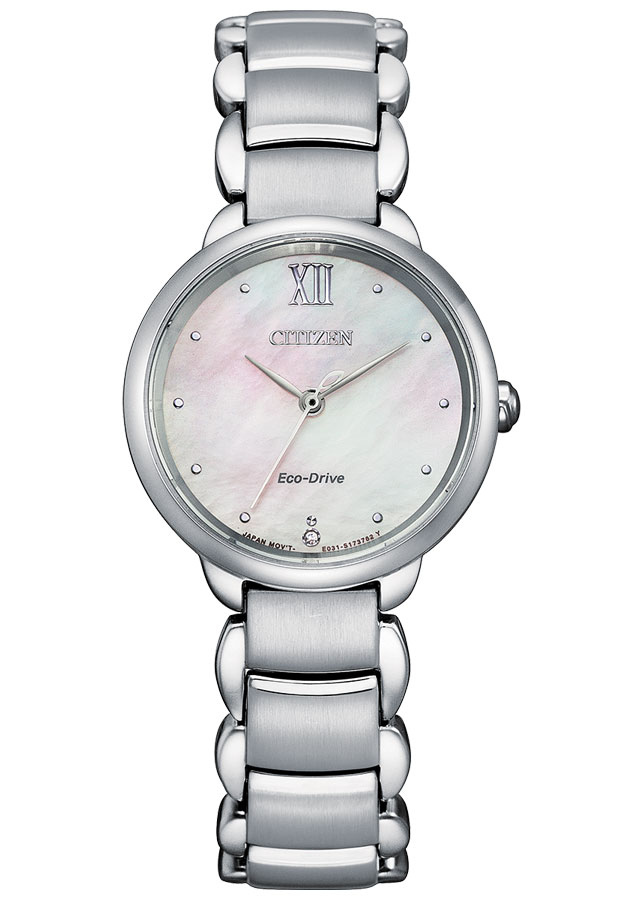 Đồng Hồ Nữ Citizen Đính Kim Cương Dây Thép Không Gỉ EM0920-86D - Mặt Xà Cừ (Sapphire)