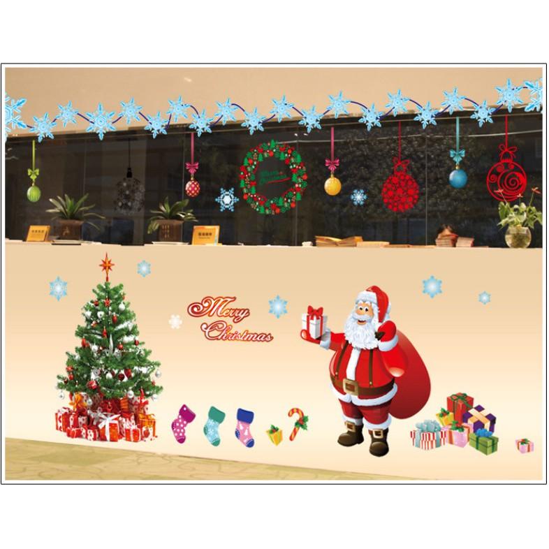 Decal trang trí noel bộ kết hợp size lớn mừng giáng sinh