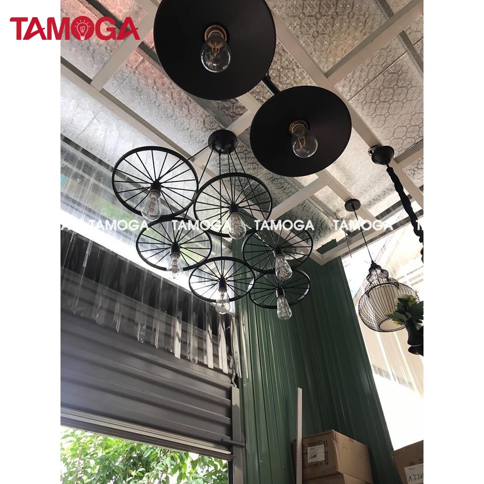 Đèn thả trần bánh xe bộ 3 TAMOGA WAKIXI 7089/3 + Kèm bóng Edison