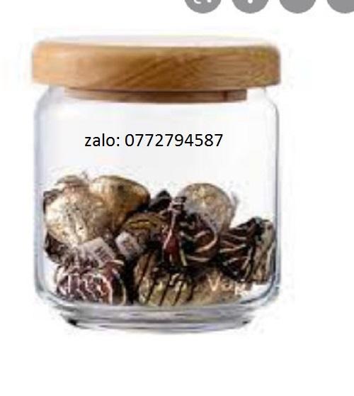 Hũ Thủy Tinh Ocean Pop Jar Wooden Lid Cao cấp - Nắp Gỗ - 750ML