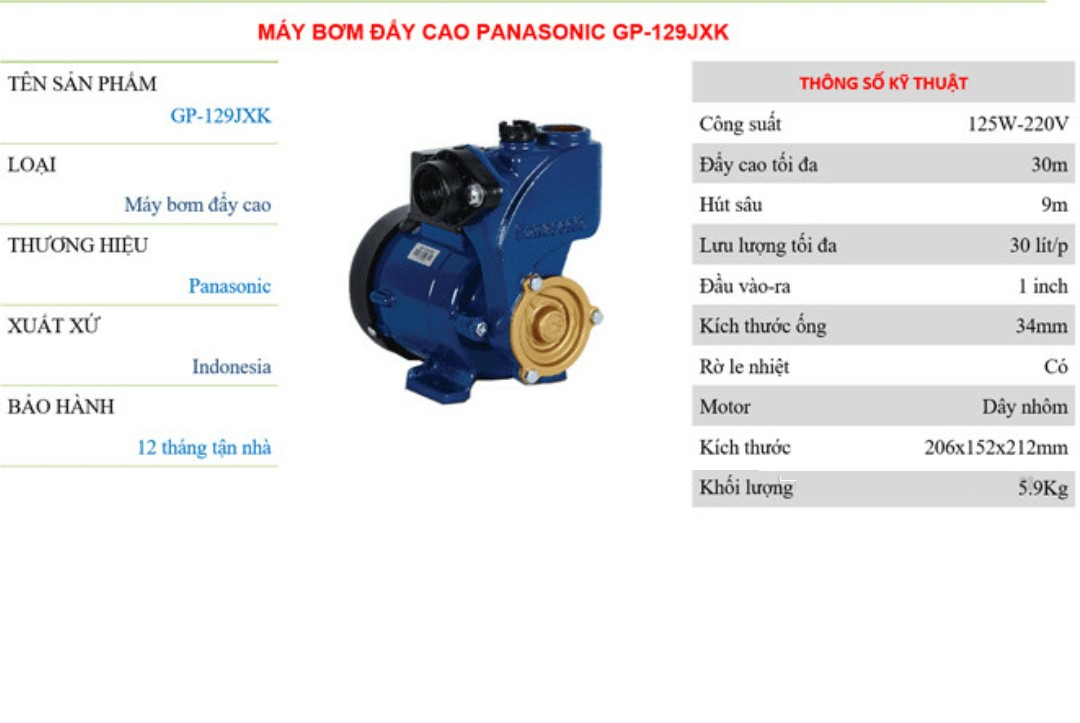 Máy Bơm Đẩy Cao GP-129JXK