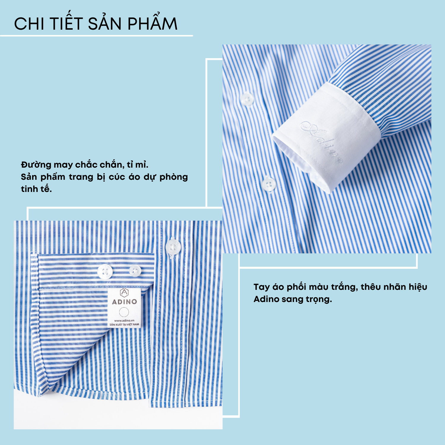 Áo sơ mi kẻ sọc xanh nam ADINO vải sợi sồi modal polyester mềm mịn mát dáng slimfit công sở trẻ trung SM11