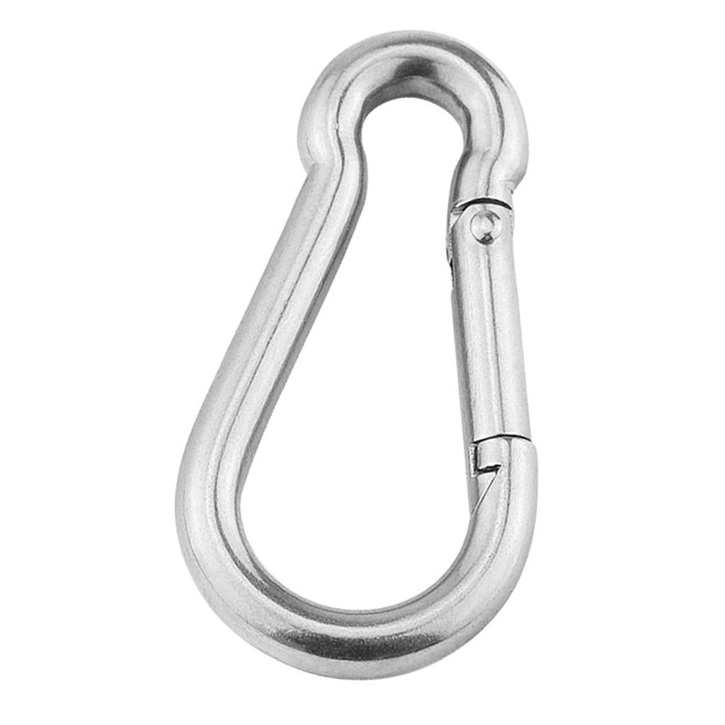 5Pcs 304 Stainless Steel Spring Snap Carabiner Quickdraw Keychain 5mm X 50mm