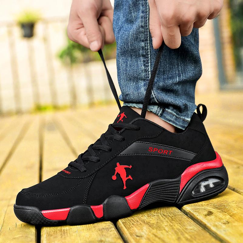 Giày Sneaker Nam 2022 Mới Chạy Bộ Nam Ngoài Trời Chống Trượt Thể Thao Giày Thời Trang Giày Thể Thao Nam giày Bóng Rổ Color: Black Red Shoe Size: 42