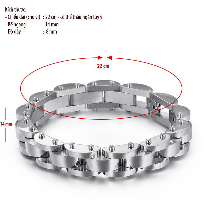 Lắc tay nam - vòng tay nam titan nguyên chất kiểu bán nguyệt - T135