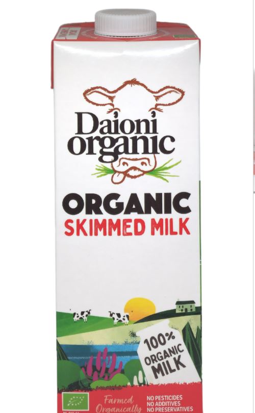 Sữa Tươi Hữu Cơ Tách Béo Tiệt Trùng 0.1% Daioni 1Lit x 12 Hộp