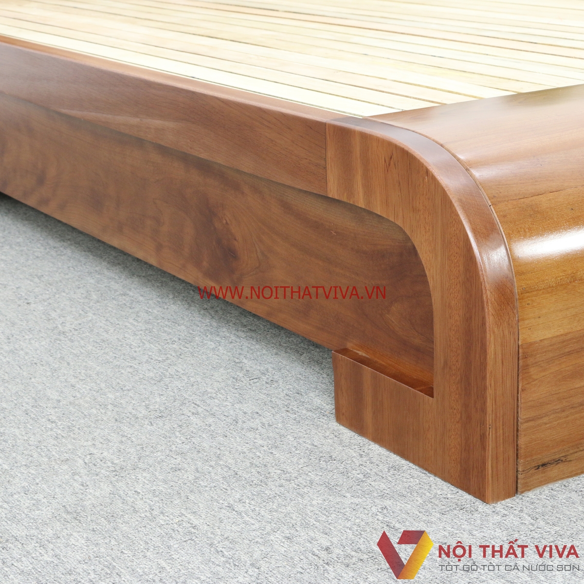 Giường Ngủ Cong Chữ S Gỗ Xoan Đào Tự Nhiên Cao Cấp Đẹp Hiện Đại