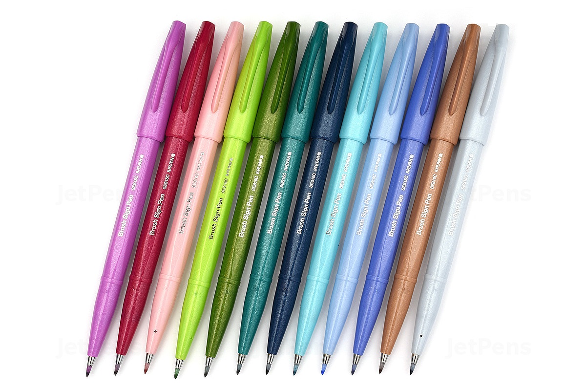 Bút lông viết chữ calligraphy Pentel Fude Touch Brush Sign Pen - Màu xanh tím