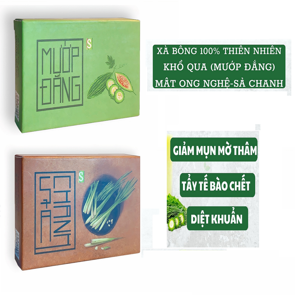 SINH DƯỢC SET 10 xà bông thiên nhiên đủ 10 vị, xà phòng handmade Soap 100gr Organic hữu cơ thảo mộc tự nhiên sạch khuẩn ngăn ngừa mụn lưng, mặt, hôi nách viêm nang lông