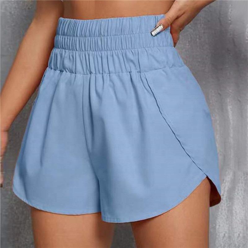 Phụ nữ quần short thể dục thể thao thể thao bình thường chạy bộ chạy tập thể dục quần áo đàn hồi eo mùa hè trên sân nhà thời trang quần ngắn thời trang mới Color: 2-rose red Size: S