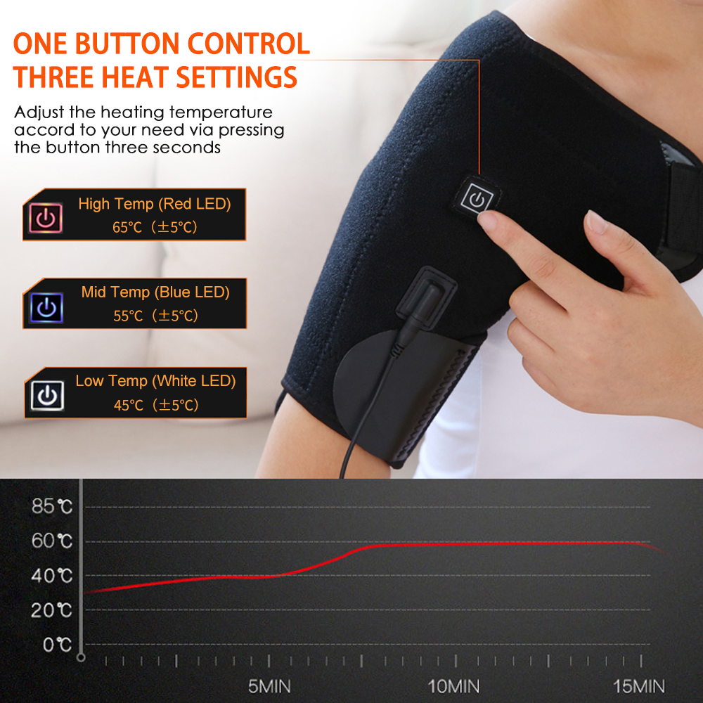 Đai quấn vai sưởi ấm bằng điện được làm từ neoprene và sợi carbon hỗ trợ trị liệu, giảm đau