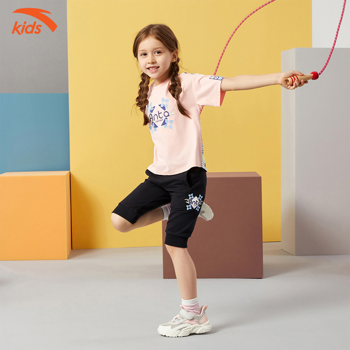 Quần lửng thời trang bé gái thương hiệu Anta Kids 362139346, lưng thun, co giãn 4 chiều