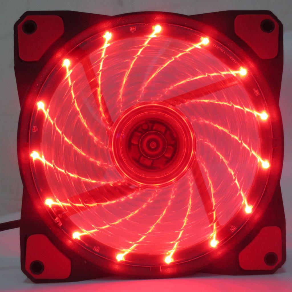 3/4Pin 15 LED 120mm PC Case CPU Cooling Fan+4pin Y Splitter 2 Fans Power Cable