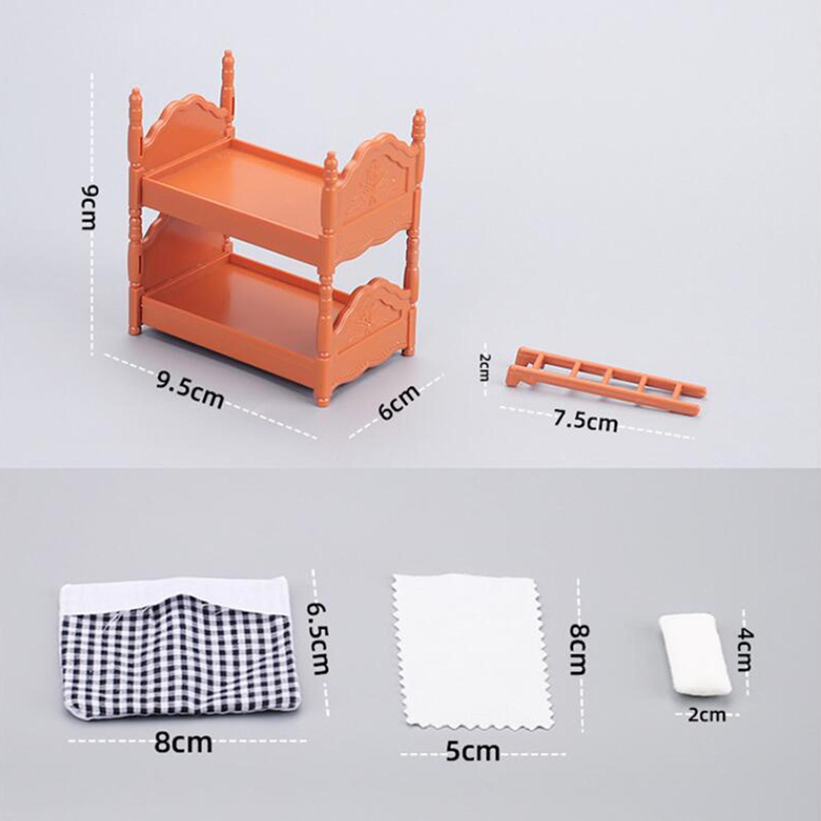 1/12 Dollhouse Miniature Bed, Dollhouse Furniture, Wooden Bed Bunk Bed Pretend Play Toy, 1:12 Dollhouse Bed for Children Room