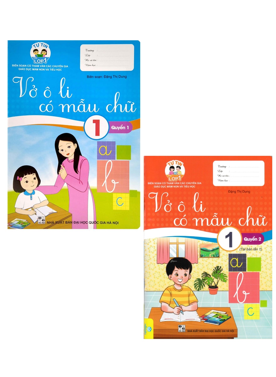 Combo Tự Tin Vào Lớp 1 - Vở Ô Li Có Mẫu Chữ 1 Quyển 1 + 2