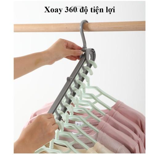 Móc treo quần áo 9 lỗ đa năng thông minh , thanh treo đồ 9 lỗ tiết kiệm diện tích , đồ gia dụng tiện ích