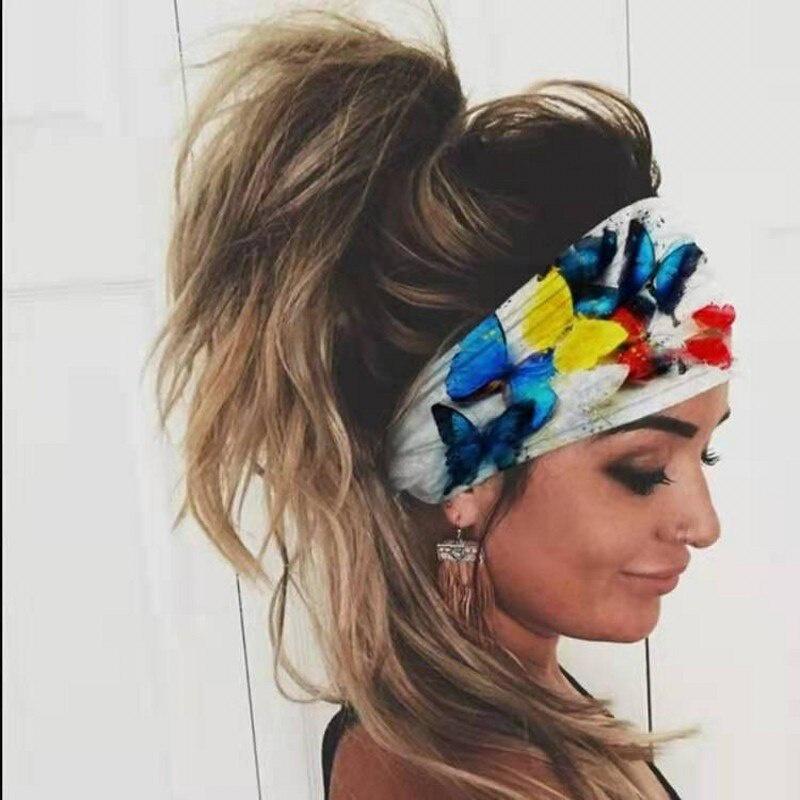Tie-dye Women Girl Headband Sport Elastic Hair Bands Summer Bohemian Hair Band Printed Headband Sports Elastic Yoga Bandana Band