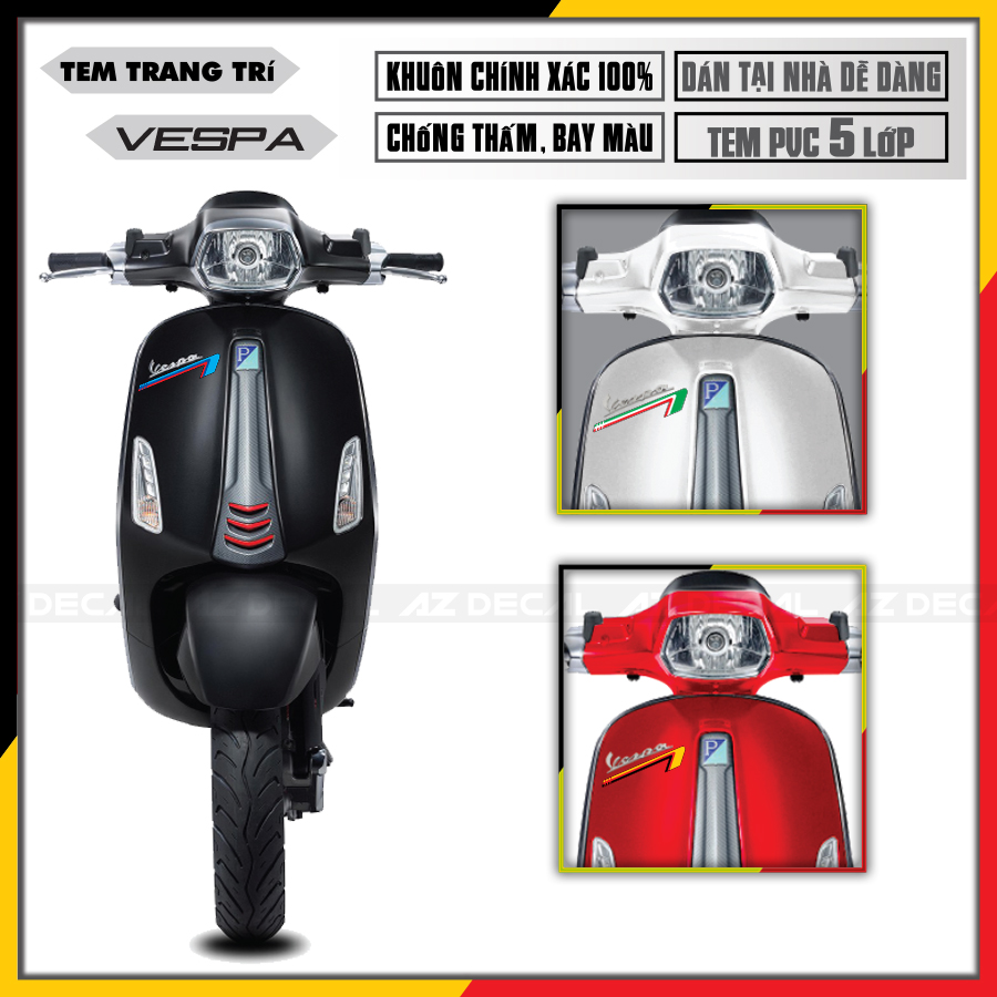 Tem Xe Vespa Sprint/LX/Primavera/GTS Tem Sườn S-Line | VP15 | Decal Rời Cắt Khuôn Sẵn, Chất Liệu PVC Cao Cấp