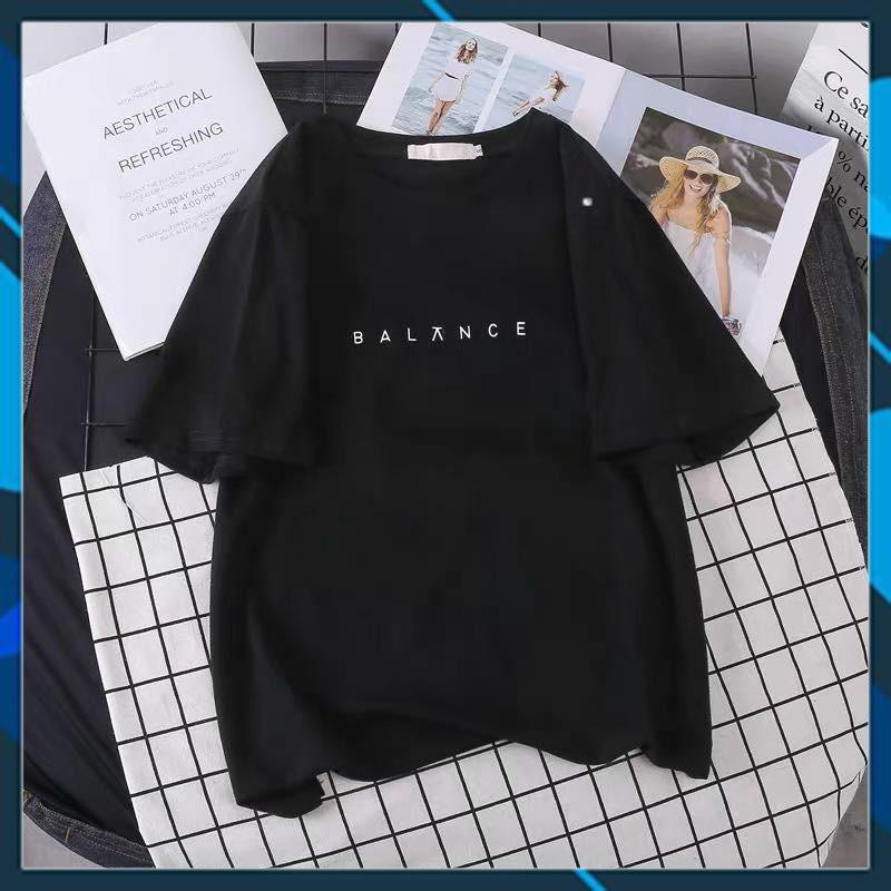 Áo thun tay lỡ Unisex Freesize đen trắng BALANCE