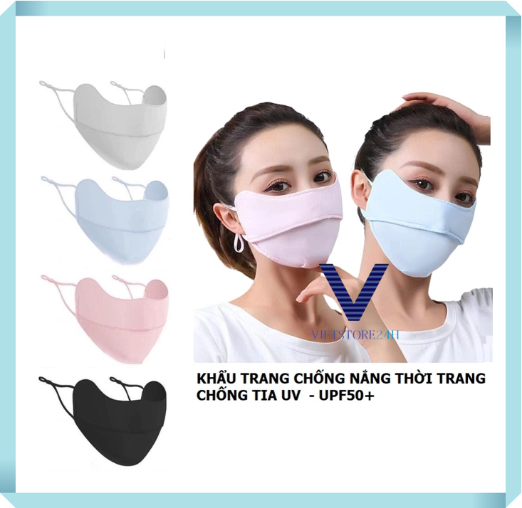 Khẩu Trang Vải Thun, Chống Nắng, Chống Tia Cực Tím UV UPF50+ Có Nút Chỉnh Dây