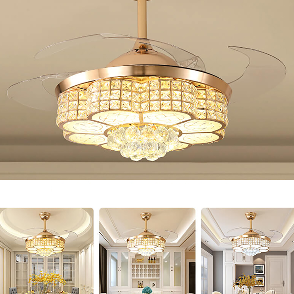 Quạt trần đèn pha lê - HL-FAN008
