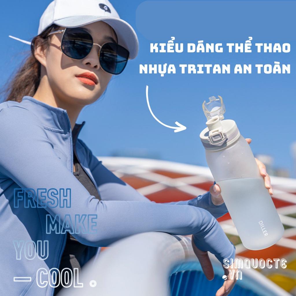 Bình Nước Thể Thao Nhựa TRITAN 900ml DILLER cho các hoạt động ngoài trời