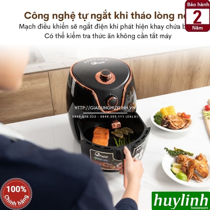 Nồi chiên không dầu Fujie AF4 - Dung tích 5 lít - Công suất 1400W - Điều khiển cơ - Hàng chính hãng